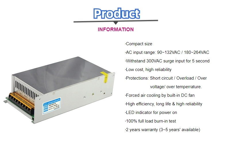 Power Supply CE RoHS 1200W 12V 100 AMP High Power AC/DC Switching Power Supply 24V 36V 48V 60V 90V 1200W S-1200-12